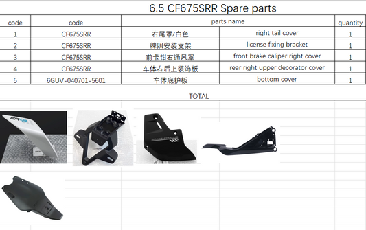 Right tail cover and others in the list suit CF675SRR