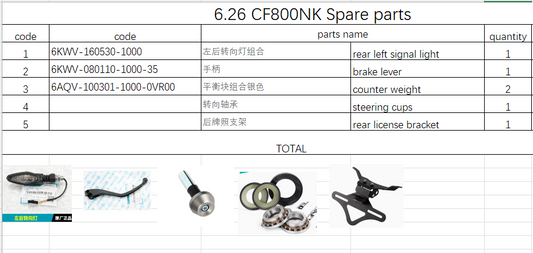 Steering cups/brake lever and others in the list suit CF800NK