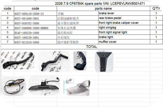 Brake Lever/rear brake pedal and others in the list suit CF675NK