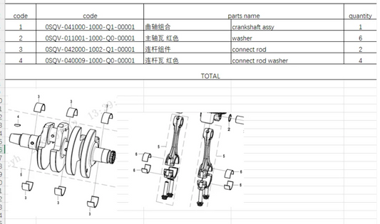 Crankshaft assy/washer/connect rod and washer /full set engine gaskets suit CF450NK/CF450SR/CF450SRS