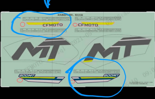 Decals and left fuel tank cover sticker suit CF800MT