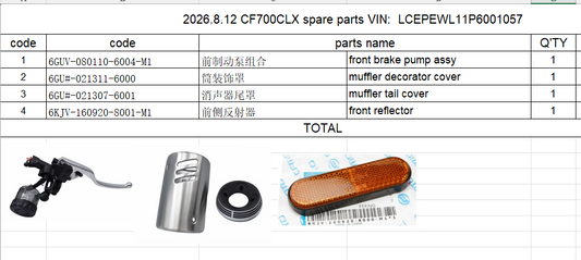 Front brake pump assy and others in the list suit CF700CLX
