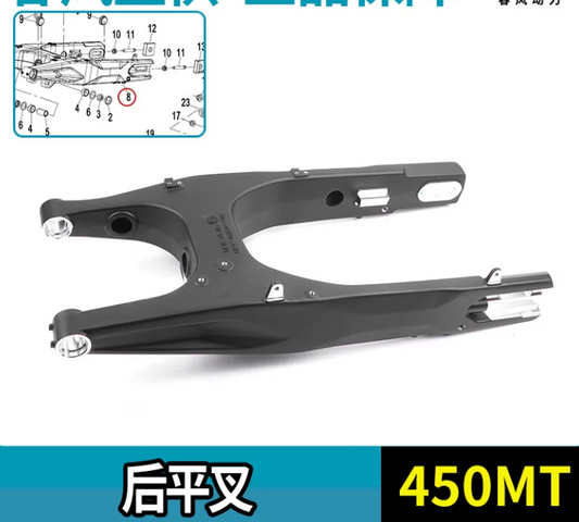 Rear Fork number 8 and  screws number 11 suit CF450MT code is 6AQV-060301-6001