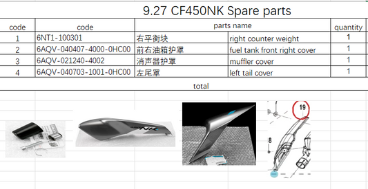 Counter weight and all others in the list suit CF450NK Code is 6AQV-021240-4002