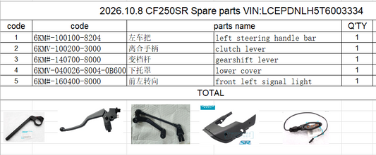 left steering handle bar and others in the list suit CF250SR A000-100001-10000
