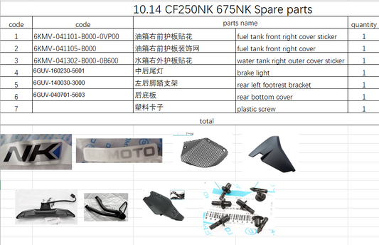 Brake Light/stickers and all others in the list suit CF675NK 250NK 6GUV-040701-5603