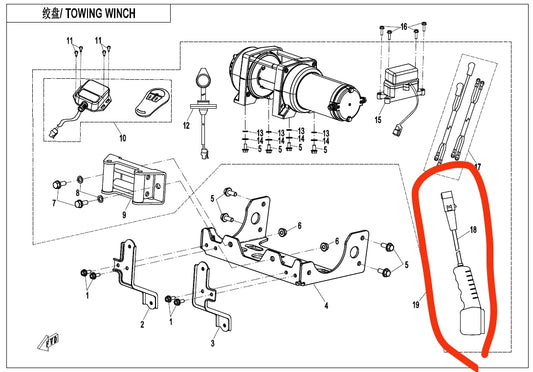 Winch Controller handle bar suit CF1000/CFZORCE1000L code is 7030-150770